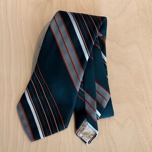 Vintage Yves Saint Laurent green and Orange Striped Tie